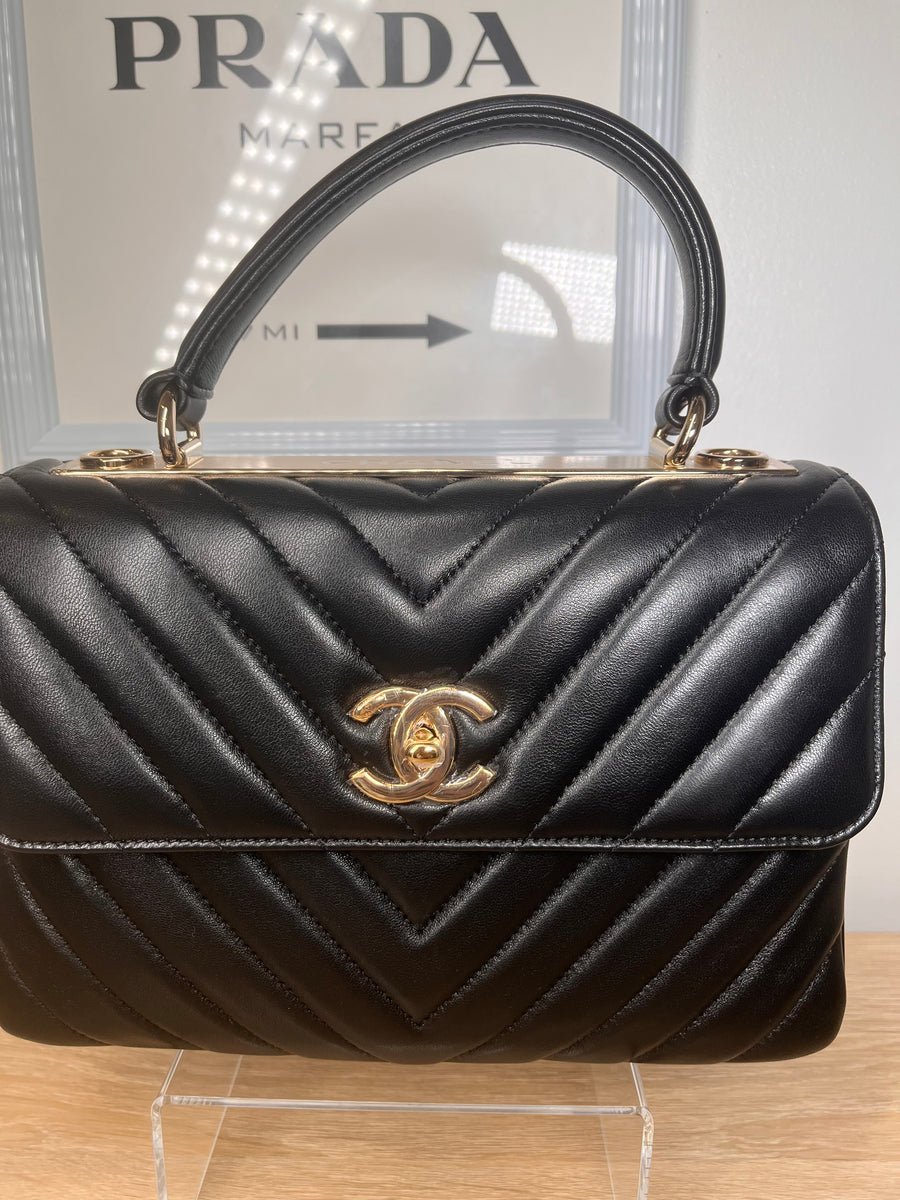 Chanel chevron handle bag sale