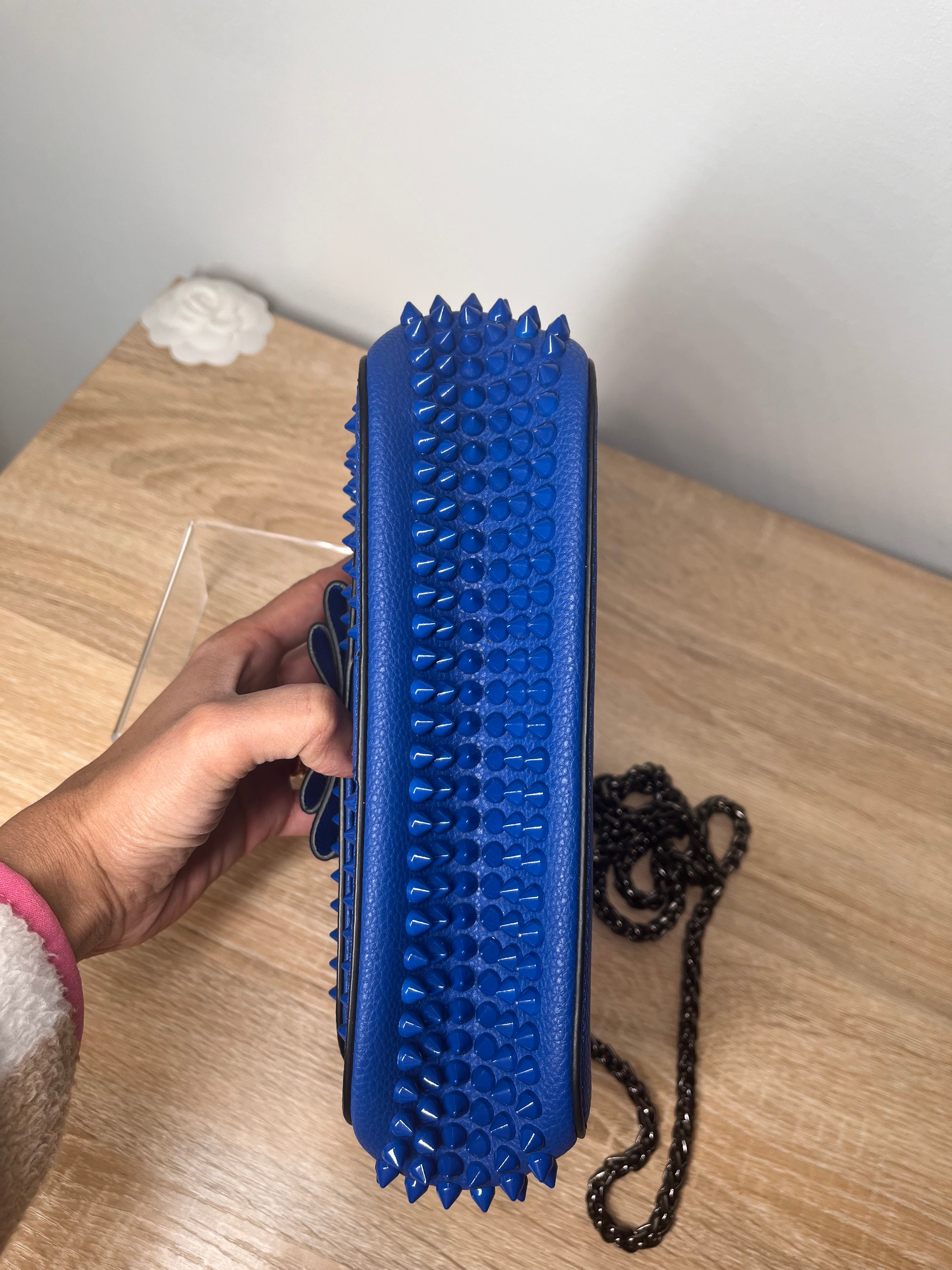 Christian Louboutin Spike Blue Handbag, 9.5 by 5.5 by 2.5"