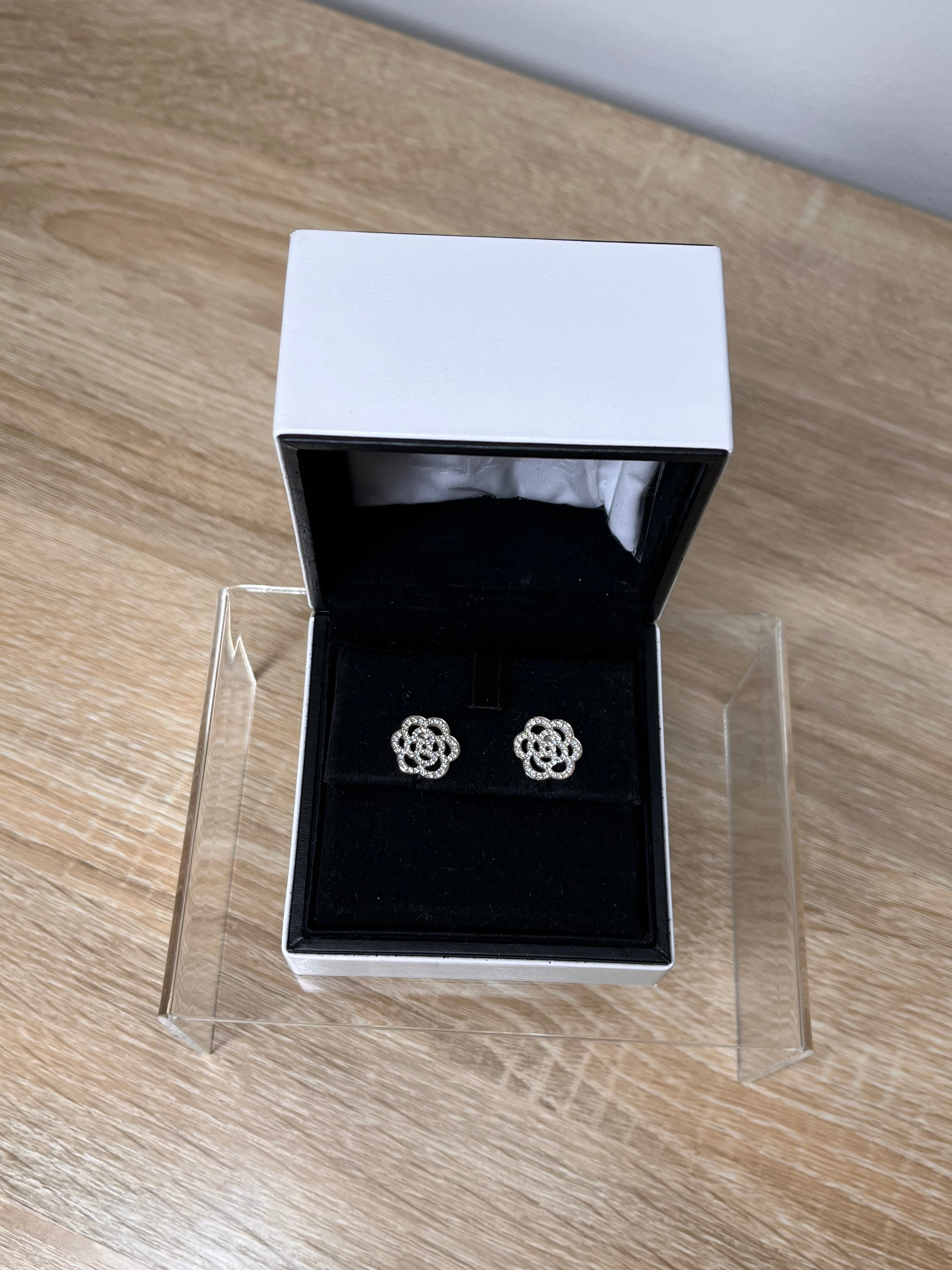 Chanel Camelia Ajoure Diamond Earrings