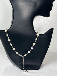 Chanel CC Faux Pearl Silver/Pearl Necklace