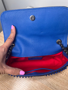 Christian Louboutin Spike Blue Handbag, 9.5 by 5.5 by 2.5"