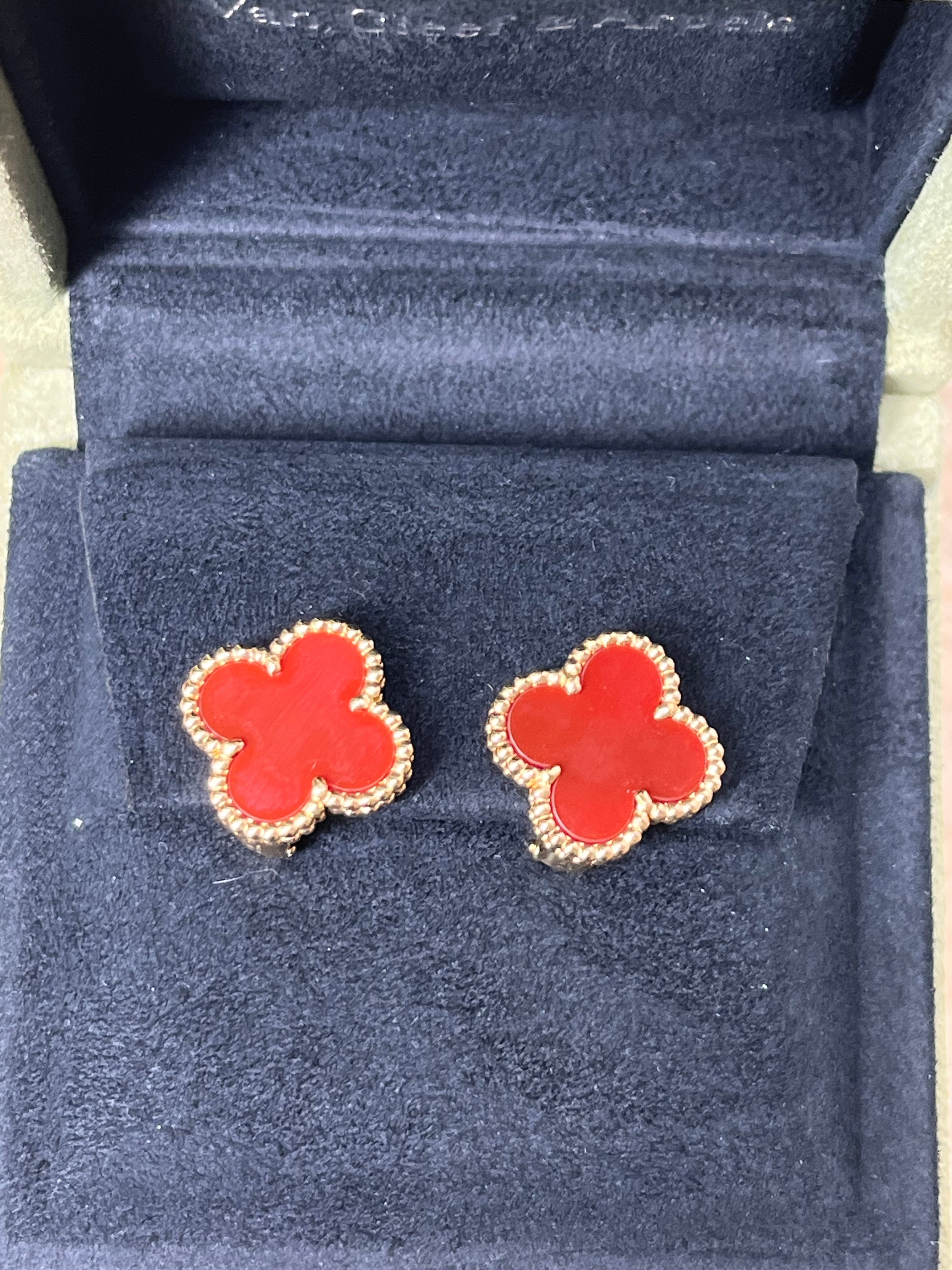 Van Cleef & Arpels Vintage Alhambra Carnelian Earrings