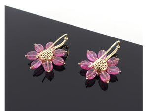 Amrapali Jaipur Gold Ruby Diamond Floral Drop Gold/Ruby Earrings