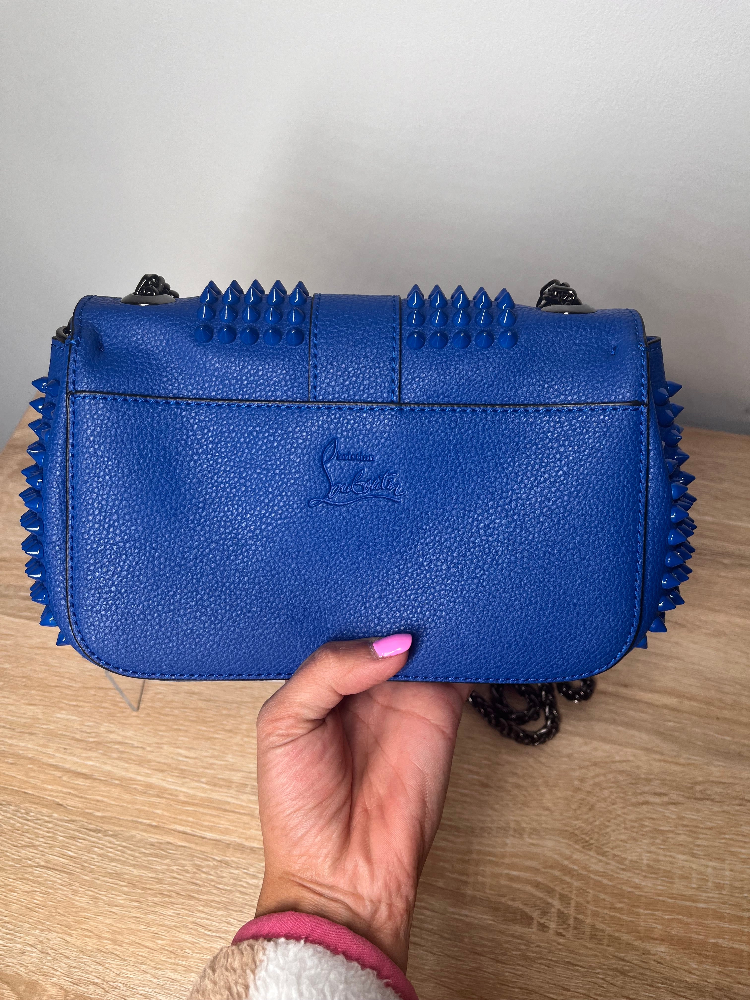 Christian Louboutin Spike Blue Handbag, 9.5 by 5.5 by 2.5"