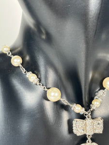 Chanel CC Faux Pearl Silver/Pearl Necklace