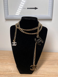 Chanel Chain Black/Light Gold Belt, 40"