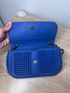 Christian Louboutin Spike Blue Handbag, 9.5 by 5.5 by 2.5"