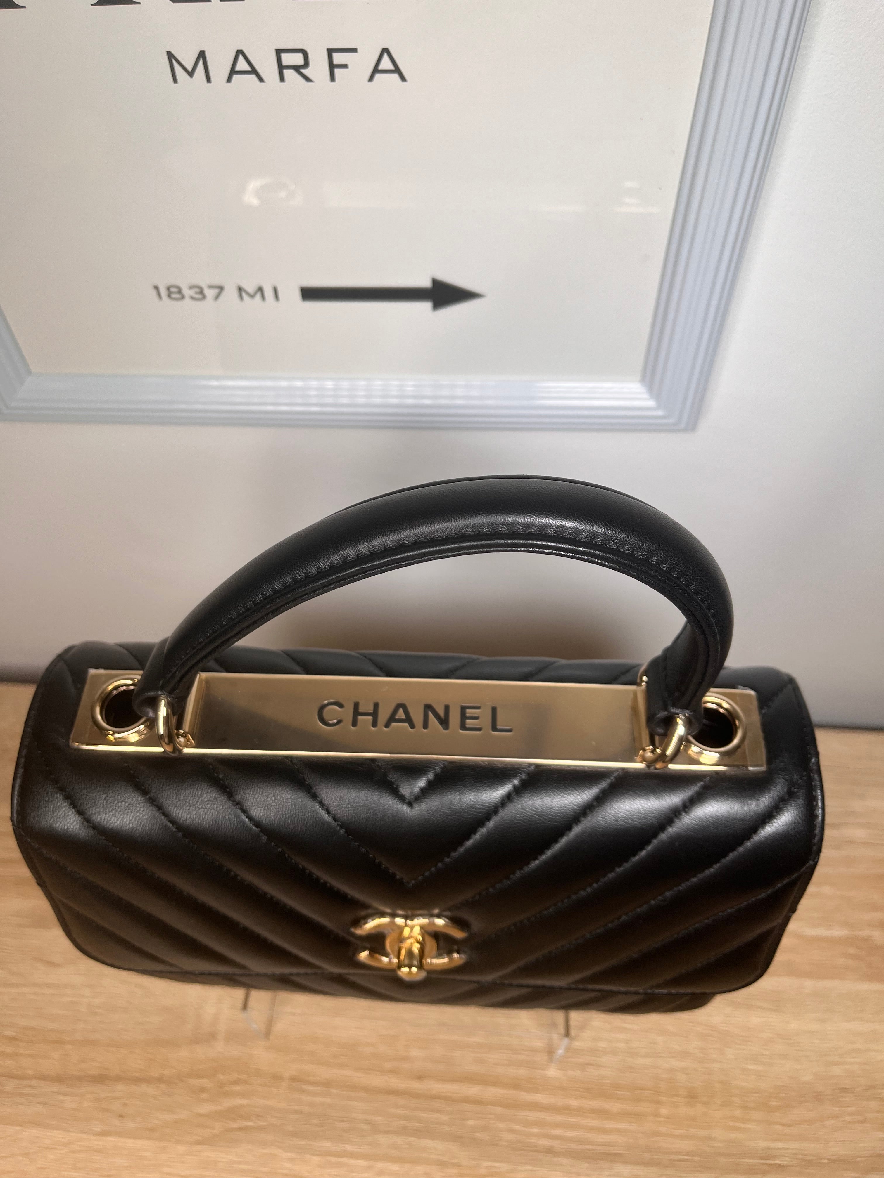 Chanel Trendy CC Chevron Flap Bag with Top Handle