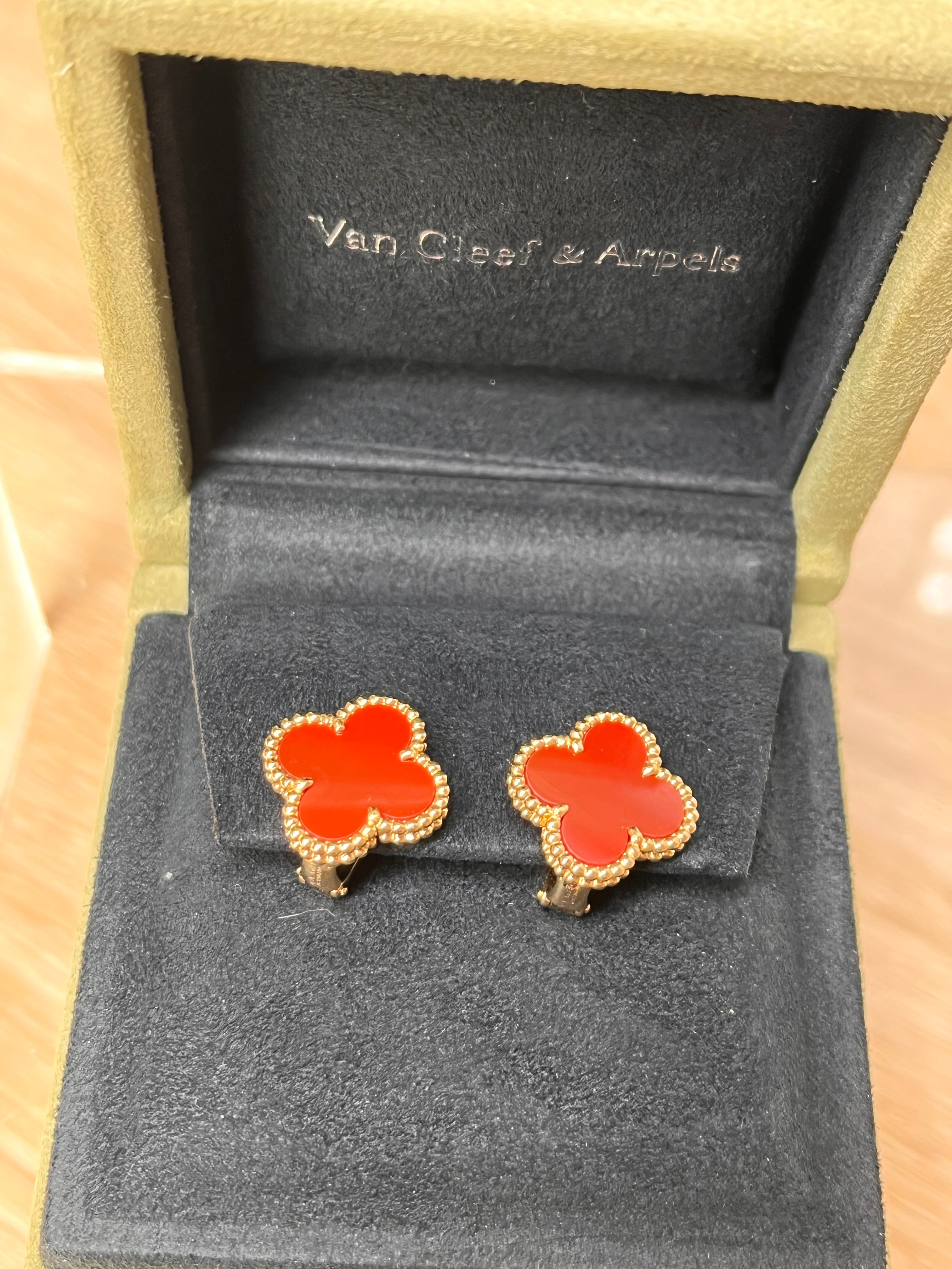 Van Cleef & Arpels Vintage Alhambra Carnelian Earrings