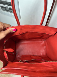 Celine Luggage Tote Orange Handbag, Micro