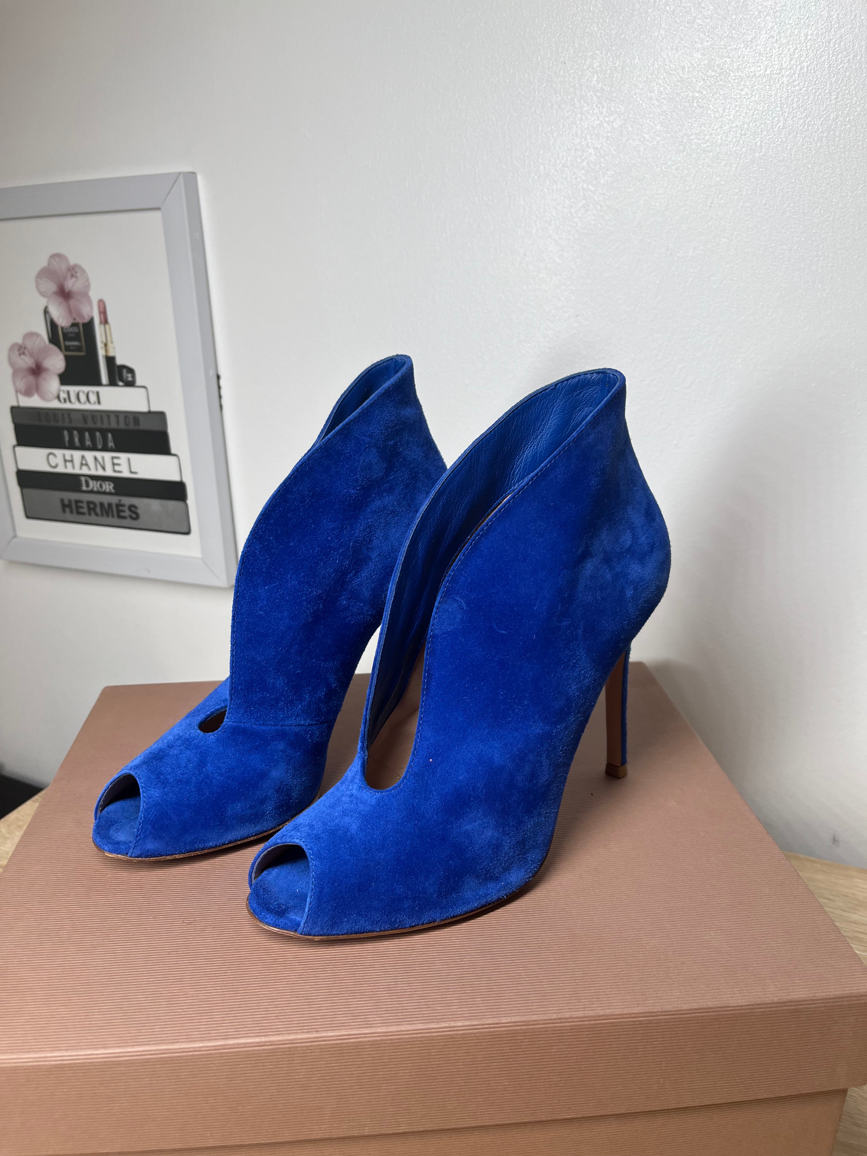 Gianvitto Rossi Vamp Ankle Blue Boots, 37